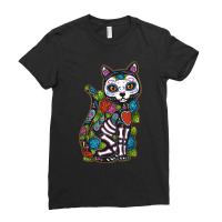 Cat Sugar Skull Mexico Calavera Dia De Los Muertos Halloween Ladies Fitted T-shirt | Artistshot