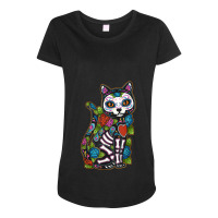 Cat Sugar Skull Mexico Calavera Dia De Los Muertos Halloween Maternity Scoop Neck T-shirt | Artistshot