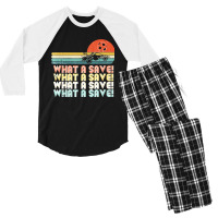 What A Save Vintage Retro Rocket Soccer Car League Men's 3/4 Sleeve Pajama Set | Artistshot