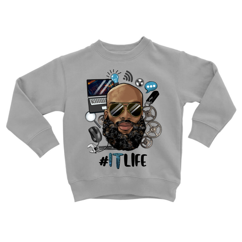 Black Bald Man Information Technology Life Toddler Sweatshirt by HRA Design Shop | Artistshot