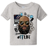 Black Bald Man Information Technology Life Baby Tee | Artistshot