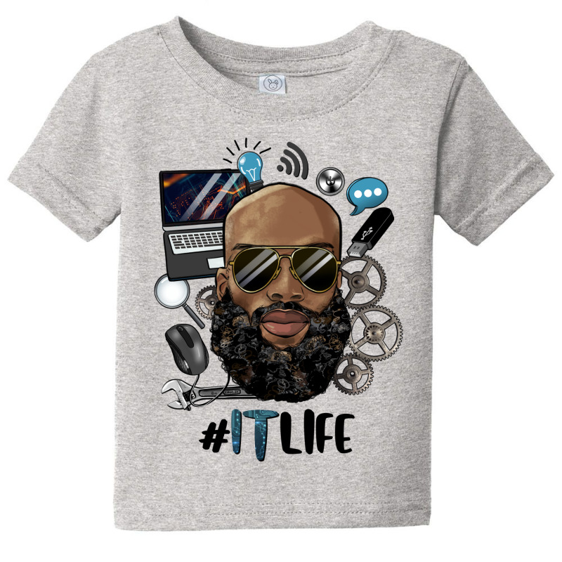 Black Bald Man Information Technology Life Baby Tee by HRA Design Shop | Artistshot