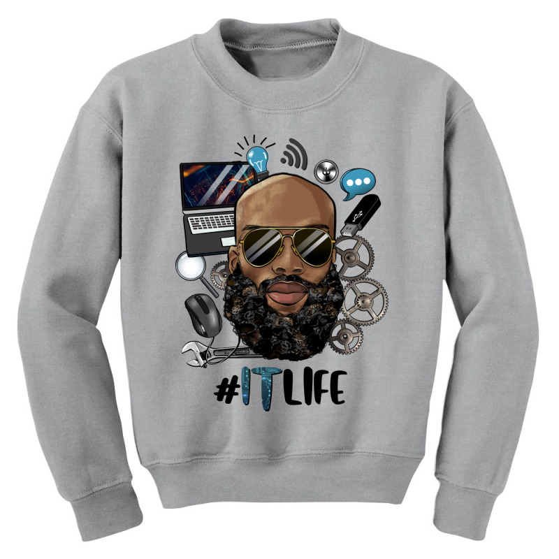 Black Bald Man Information Technology Life Youth Sweatshirt by HRA Design Shop | Artistshot