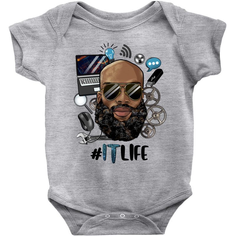 Black Bald Man Information Technology Life Baby Bodysuit by HRA Design Shop | Artistshot