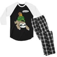 Sloth Turtle Snail Piggyback T Animal Running Wild Men's 3/4 Sleeve Pajama Set | Artistshot