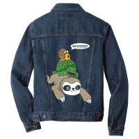 Sloth Turtle Snail Piggyback T Animal Running Wild Men Denim Jacket | Artistshot