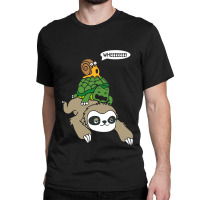 Sloth Turtle Snail Piggyback T Animal Running Wild Classic T-shirt | Artistshot