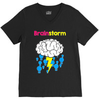 Funny Brainstorm Good Idea Lightbulb Thunder V-neck Tee | Artistshot