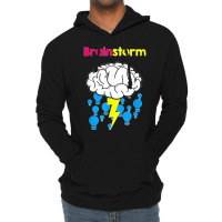 Funny Brainstorm Good Idea Lightbulb Thunder Lightweight Hoodie | Artistshot