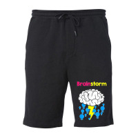 Funny Brainstorm Good Idea Lightbulb Thunder Fleece Short | Artistshot