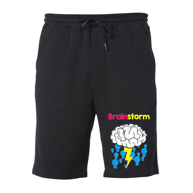 Funny Brainstorm Good Idea Lightbulb Thunder Fleece Short | Artistshot