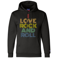 I Love Rock And Roll Distressed Rainbow 70s Champion Hoodie | Artistshot