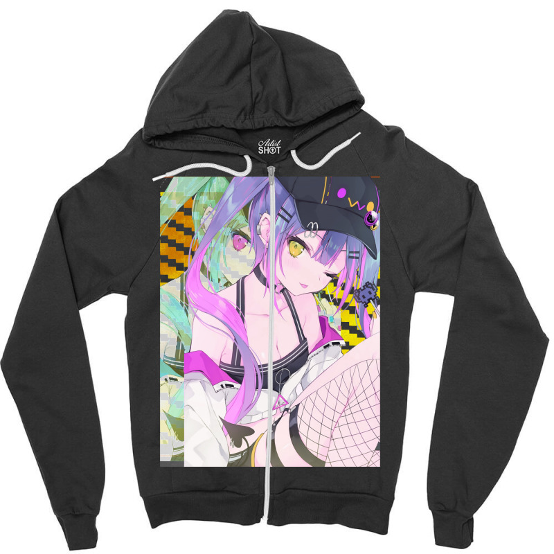 Tokoyami Towa(vtuber) Zipper Hoodie. By Artistshot