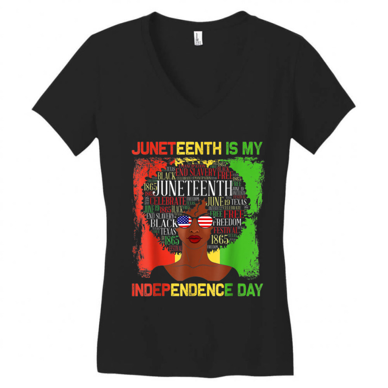 Juneteeth Is My Independence Day Black Women History Month Characters  Women's V-Neck T-Shirt by KhalilDesign | Artistshot