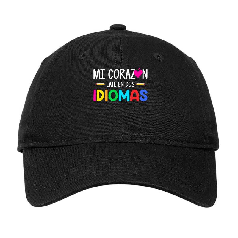 Mi Corazon Late En Dos Idiomas, Bilingual Spanish Teacher Adjustable Cap by new121 | Artistshot