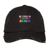 Mi Corazon Late En Dos Idiomas, Bilingual Spanish Teacher Vintage Cap | Artistshot