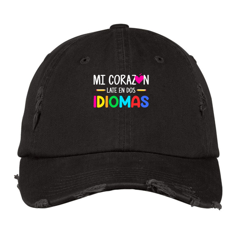 Mi Corazon Late En Dos Idiomas, Bilingual Spanish Teacher Vintage Cap by new121 | Artistshot