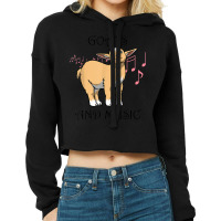 Funny Musician Goat Farm Animal Music Cropped Hoodie | Artistshot