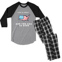 Life Is Short And The Usa Is Wide Men's 3/4 Sleeve Pajama Set | Artistshot