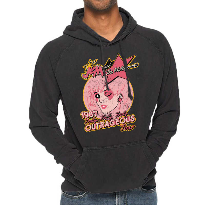 Custom Jem And The Holograms Tour Distressed Vintage Hoodie By