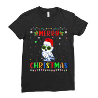 Xmas Light Snowy Owl Design Matching Christmas Pajama Ladies Fitted T-shirt | Artistshot