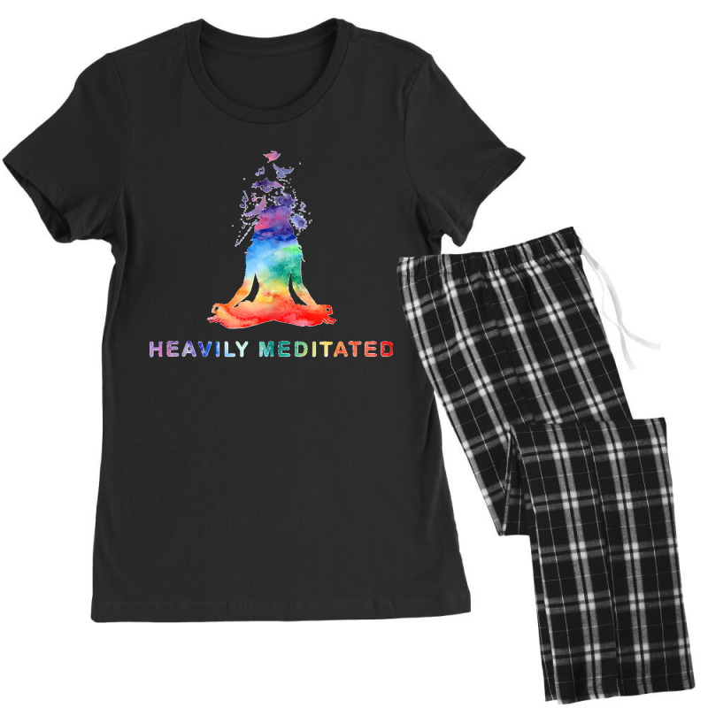 Yoga Girl Heavily Meditated Funny Meditation Rainbow Color Tank Top Women's Pajamas Set by saterseim | Artistshot