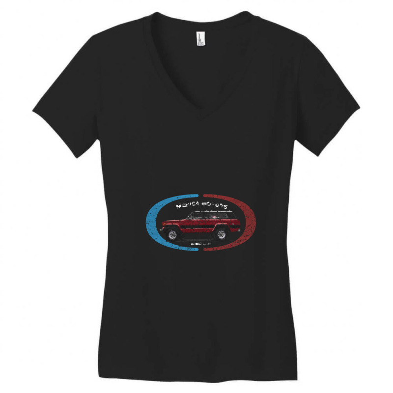 Merica Motors - Distressed For Darks Women's V-Neck T-Shirt by cm-arts | Artistshot