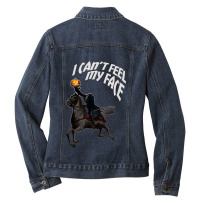 Headless Horseman Halloween Pumpkin Ladies Denim Jacket | Artistshot