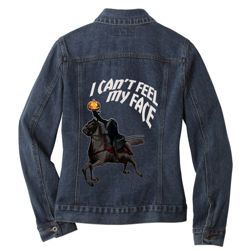 Headless Horseman Halloween Pumpkin Ladies Denim Jacket by IrmaJeannette | Artistshot