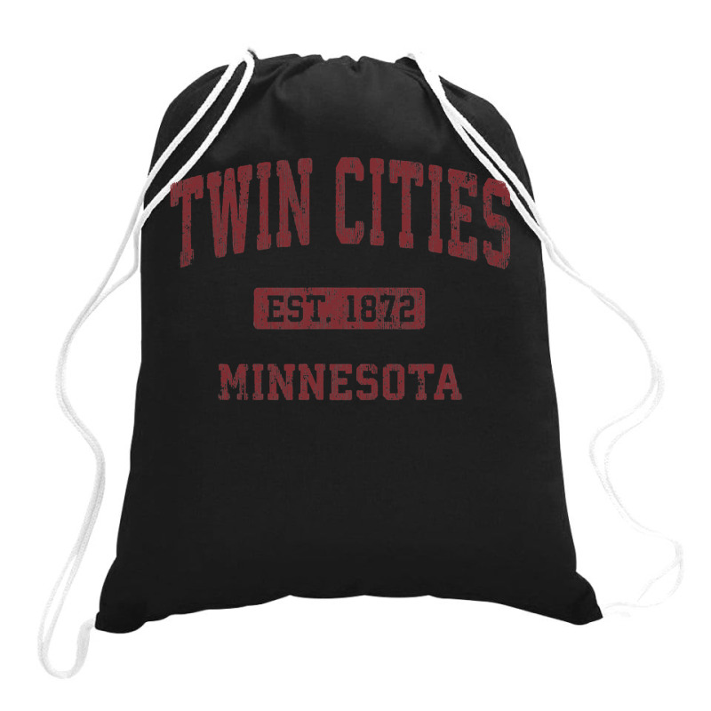 Twin Cities Minnesota Mn Vintage Athletic Sports Design Drawstring Bags | Artistshot