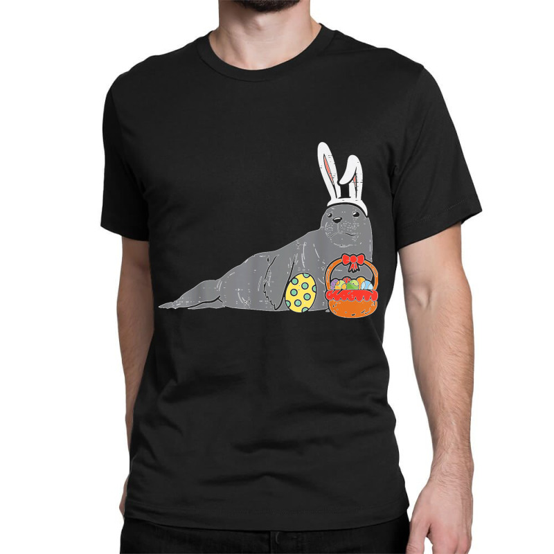 Easter Seal Bunny Eggs Basket Cute Sea Lion Men Women Kids Classic T-shirt by cm-arts | Artistshot