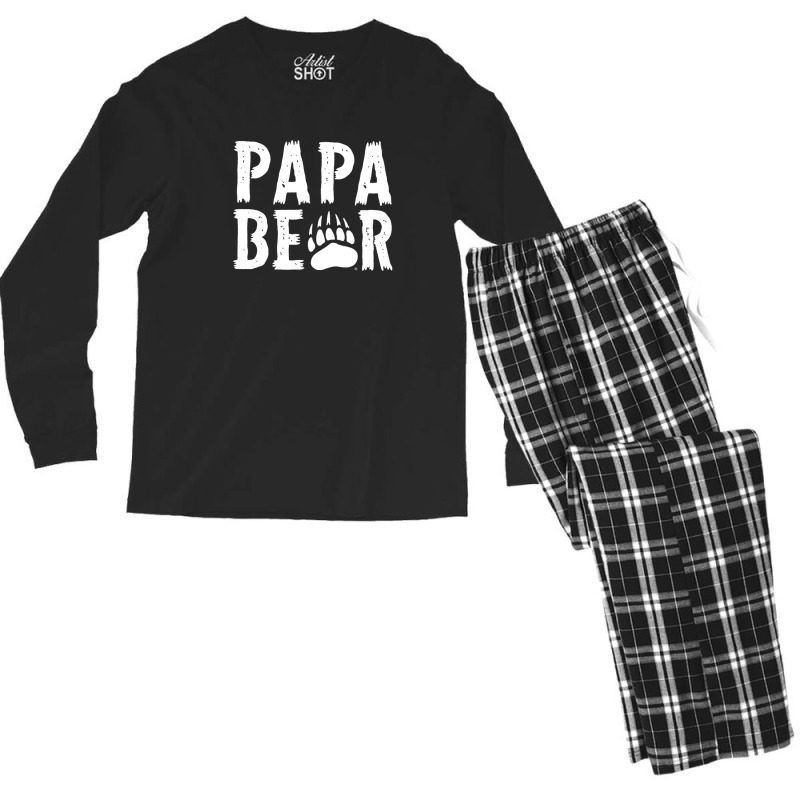 Montana Grizzlies Papa Bear - Scratch Text Men's Long Sleeve Pajama Set | Artistshot