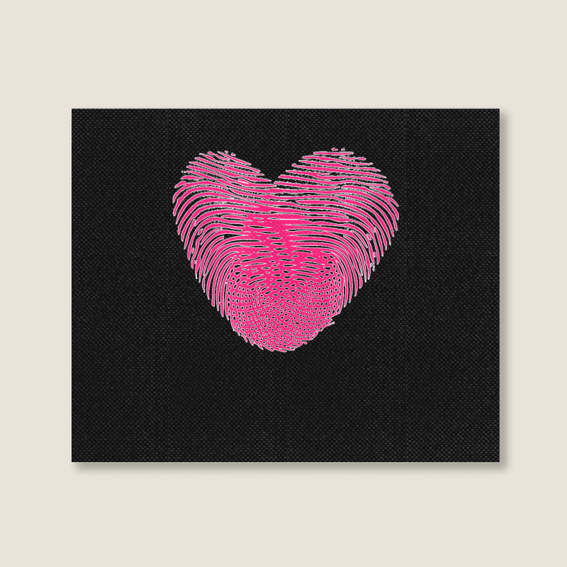 Fingerprint Pink Heart Valentines Day Landscape Canvas Print by cm-arts | Artistshot