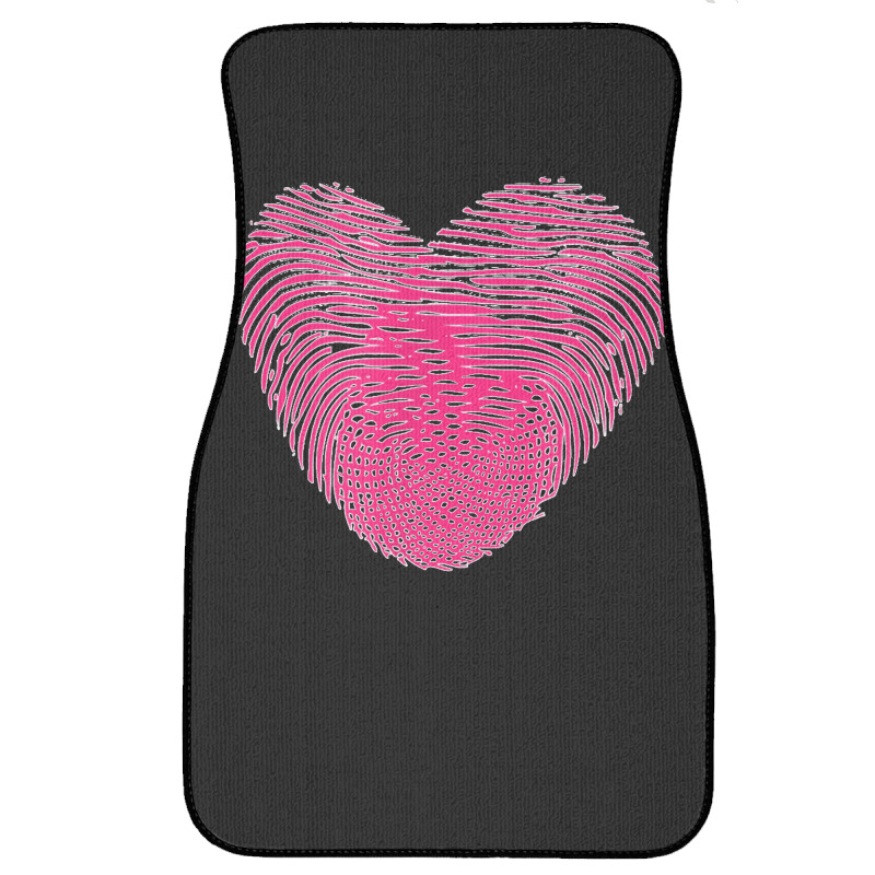 Fingerprint Pink Heart Valentines Day Front Car Mat by cm-arts | Artistshot