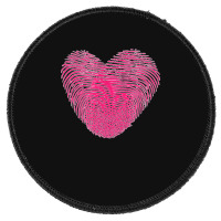 Fingerprint Pink Heart Valentines Day Round Patch | Artistshot