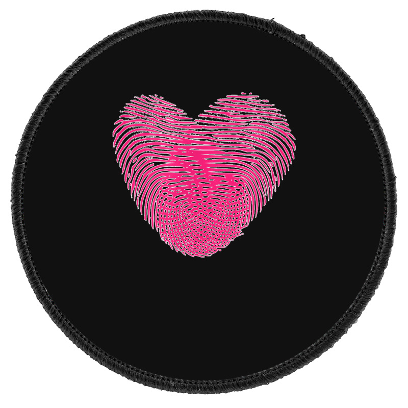 Fingerprint Pink Heart Valentines Day Round Patch by cm-arts | Artistshot