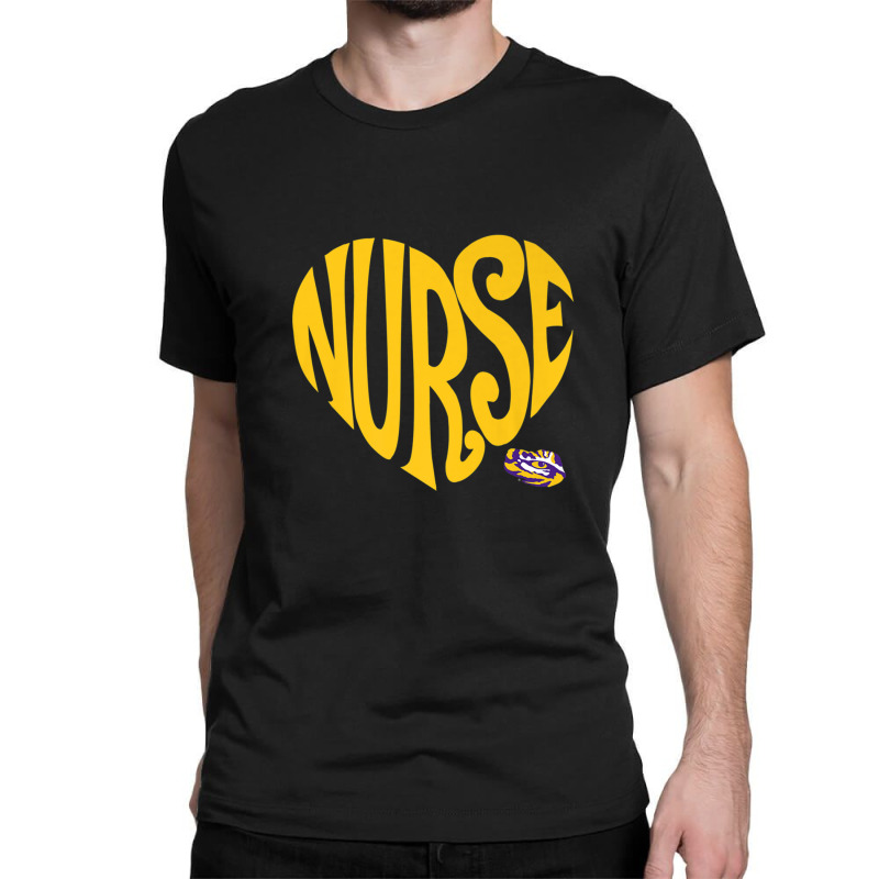 Lsu Tigers Heart Nurse Text - Apparel Classic T-shirt | Artistshot