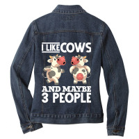 Cow Lover Farmer Farming Funny Farm Animal Lover Cow Premium Ladies Denim Jacket | Artistshot