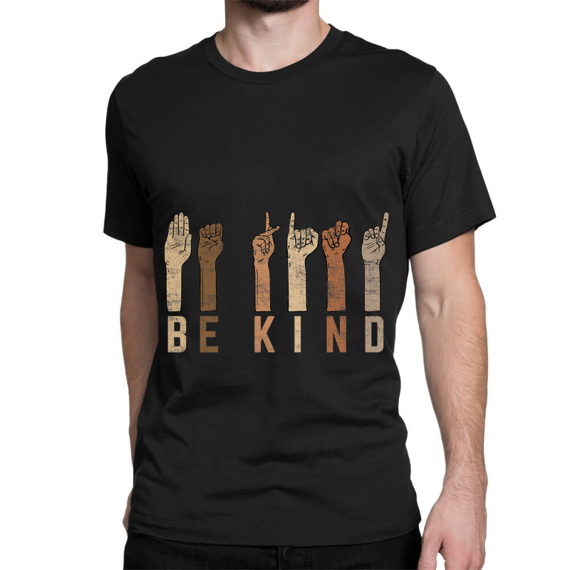 Be Kind Sign Language Fingers Melanin Distressed Style Music Vintage Classic T-shirt by TyrellDesign | Artistshot