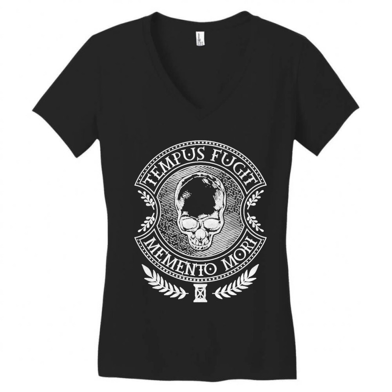 Latin Sayings Tempus Fugit Memento Mori Premium Women's V-Neck T-Shirt by STACYSCHUDEL | Artistshot