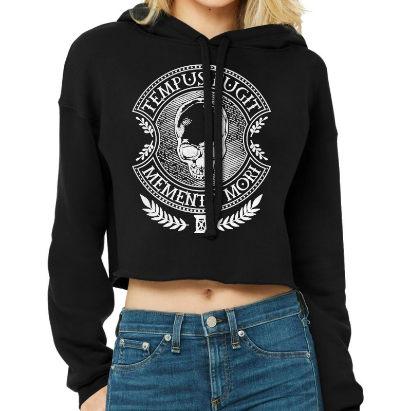 Latin Sayings Tempus Fugit Memento Mori Premium Cropped Hoodie by STACYSCHUDEL | Artistshot