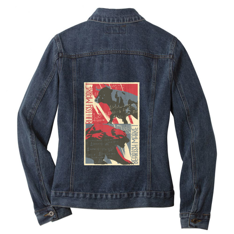 Bull Bear Market Ladies Denim Jacket by cm-arts | Artistshot