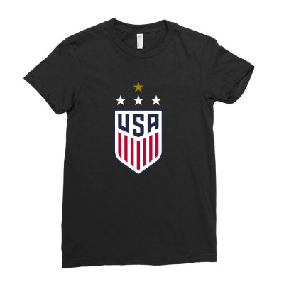 Uswnt Crest 4 Stars Ladies Fitted T-shirt Designed By Honeysuckle