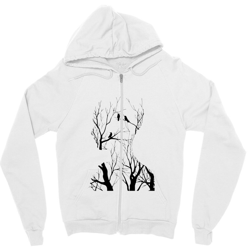 Birds In The Forest Zipper Hoodie by cm-arts | Artistshot