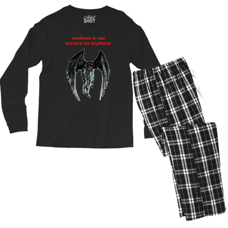 Mothman Is Real And He's My Boyfriend. Men's Long Sleeve Pajama Set | Artistshot