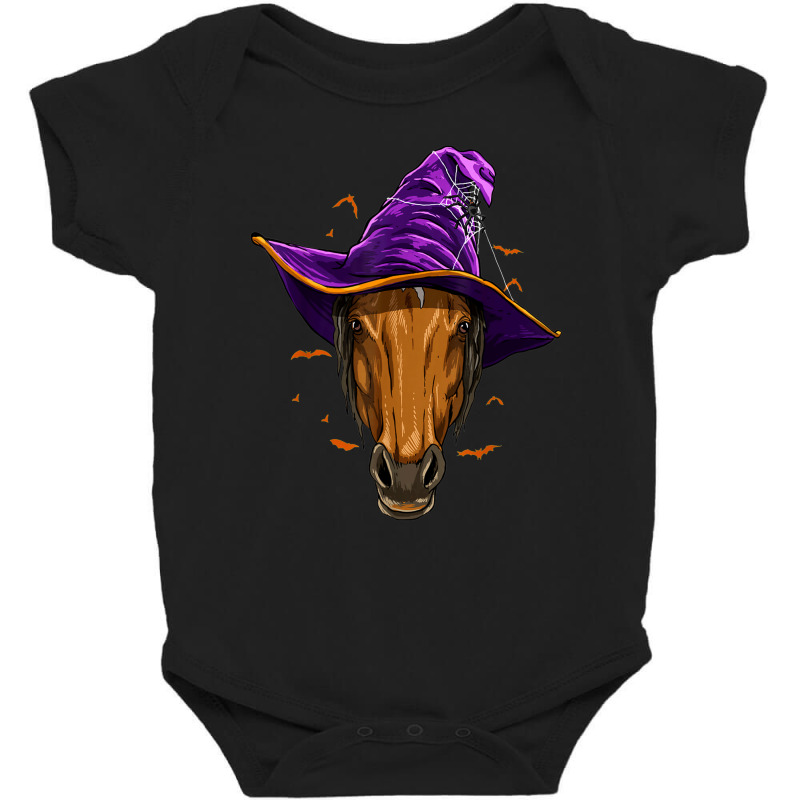 Horse Witch Hat Funny Halloween Gifts Horse Lover Whisperer Baby Bodysuit by Newart | Artistshot