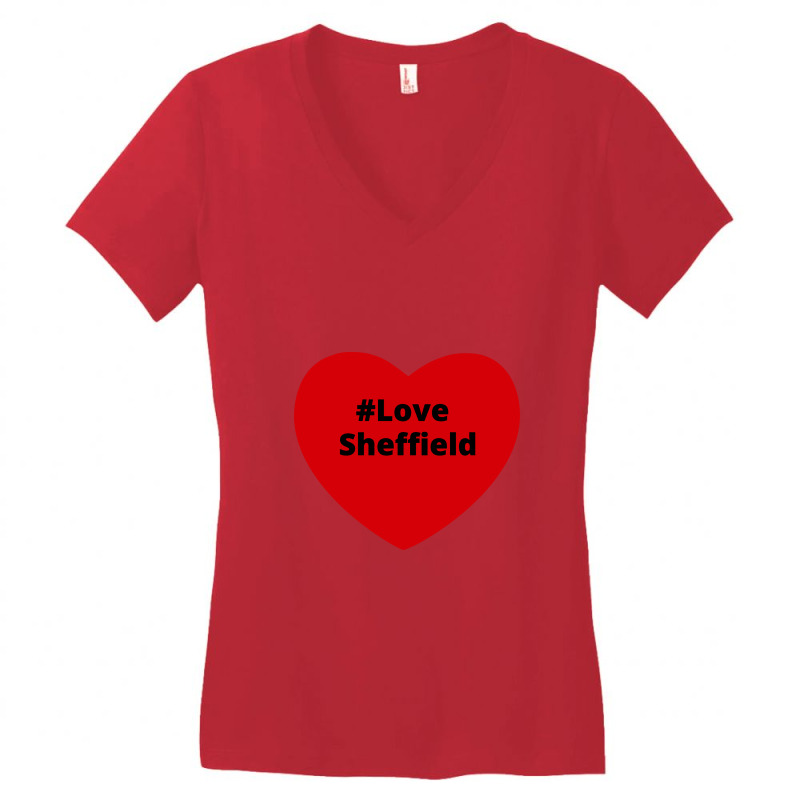 Love Sheffield, Hashtag Heart, Love Sheffield Women's V-Neck T-Shirt by chillinxs | Artistshot