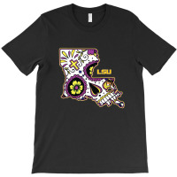 Lsu Tigers Skull State Map - Apparel T-shirt | Artistshot