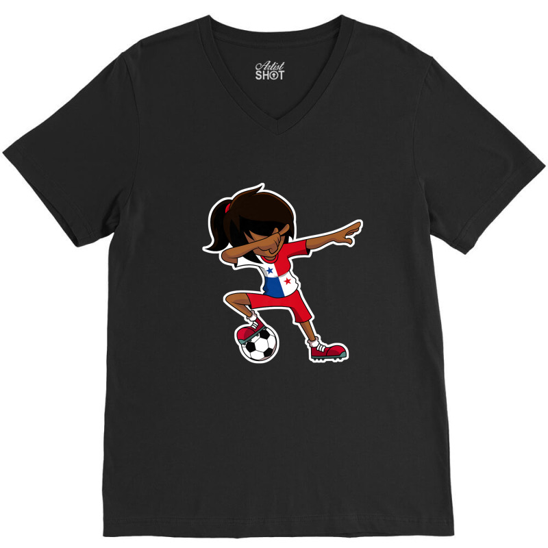 Dabbing Soccer Girl Panama, Panamanian Flag Jersey V-Neck Tee by AliaOwens | Artistshot