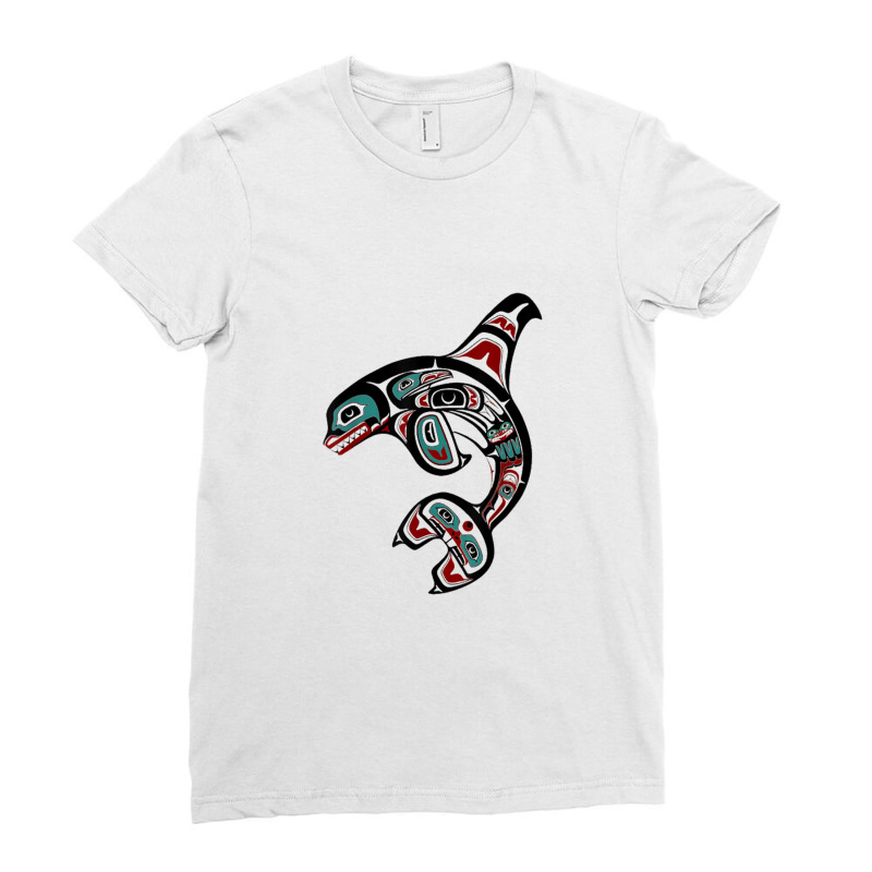 Orca Killer Whale Pacific Alaska Native American Indian Clan Ladies Fitted T-Shirt by Leslietorresw | Artistshot